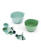Set van 12 stuks voor het mengen en meten van groen/blauw - 24x29x14 cm