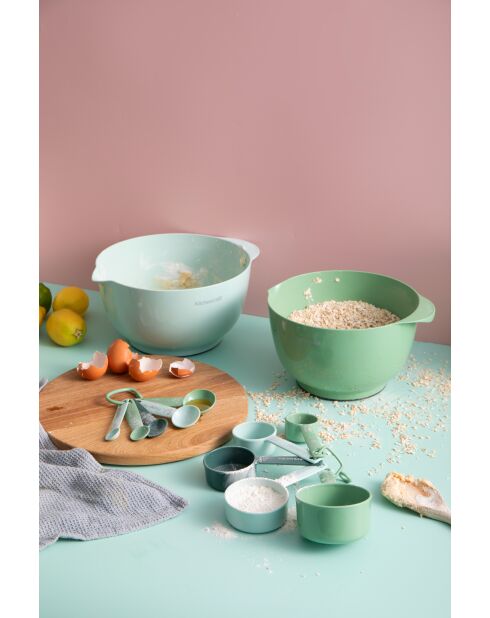 Set van 12 stuks voor het mengen en meten van groen/blauw - 24x29x14 cm