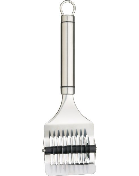 Professioneller Minz-/Kräuterschneider mit silbernem ovalem Griff — 3,1 x 6,2 x 23,4 cm