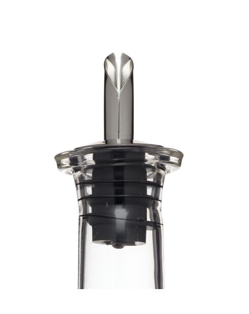 Piramidevormige Italiaanse glazen oliefles „World of Flavours”, transparant — 6x6x25 cm