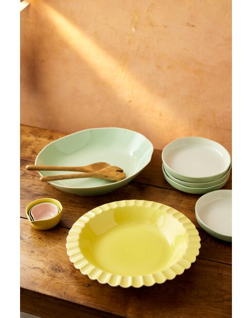 Big Love Super gelbes Tafelset aus Steinzeug, 34 x 34 x 5 cm