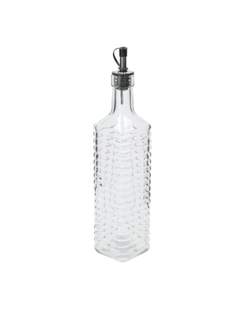 Italiaanse geribbelde glazen oliefles „World of Flavours”, transparant — 5,9x5,9x30,5 cm