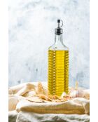 Italiaanse geribbelde glazen oliefles „World of Flavours”, transparant — 5,9x5,9x30,5 cm