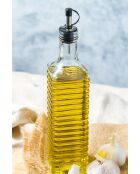 Italiaanse geribbelde glazen oliefles „World of Flavours”, transparant — 5,9x5,9x30,5 cm