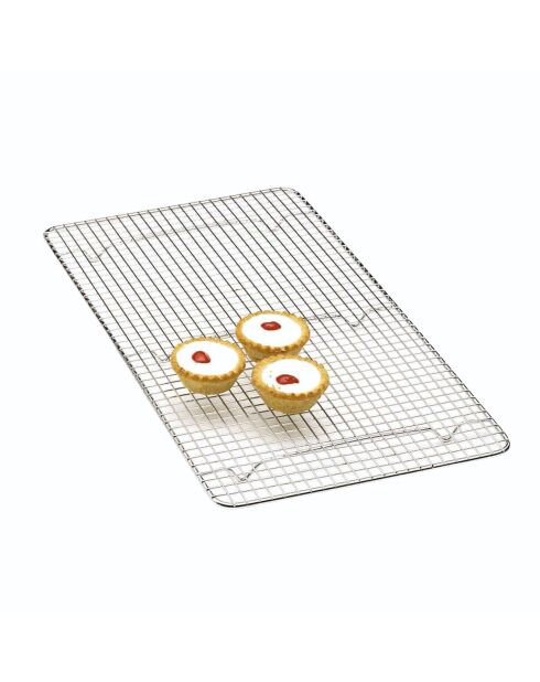 Grille  de refroidissement oblong chromé pour gâteaux argentée - 45.5x26x1.5 cm