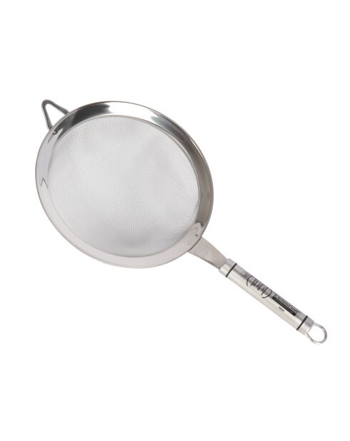 Colador ovalado profesional con mango plateado - 35,7x18x8 cm