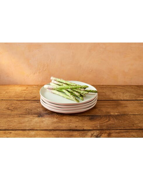 Set van 4 Big Love Perfect borden, antiek crème en roze - 27x27x6 cm