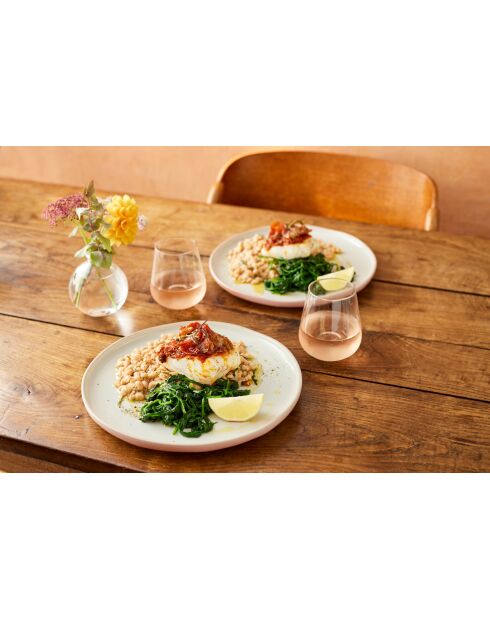 Set van 4 Big Love Perfect borden, antiek crème en roze - 27x27x6 cm