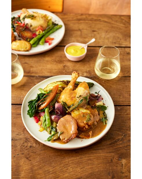 Set van 4 Big Love Perfect borden, antiek crème en roze - 27x27x6 cm