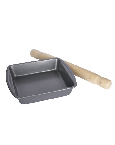 Moule à gâteau carré antiadhésif , gris - 24.5x21.9x4.7 cm