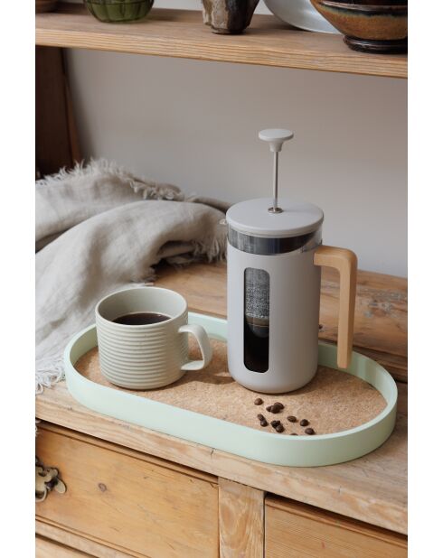 Vassoio da portata ovale con fondo in legno impiallacciato in sughero - 37,6x20,3x3 cm