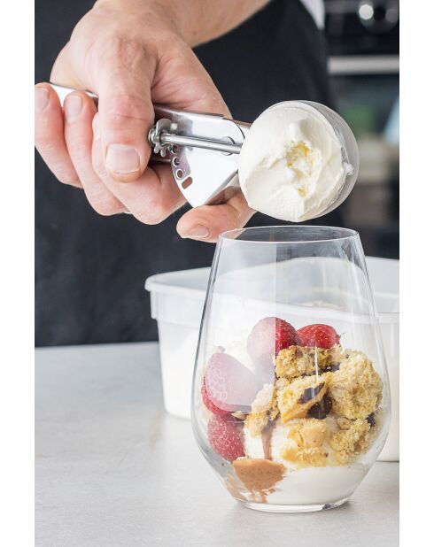 Cuchara de helado de primavera con cuenco extra hondo y palanca plateada de fácil liberación, 21 x 7,5 x 3,5 cm