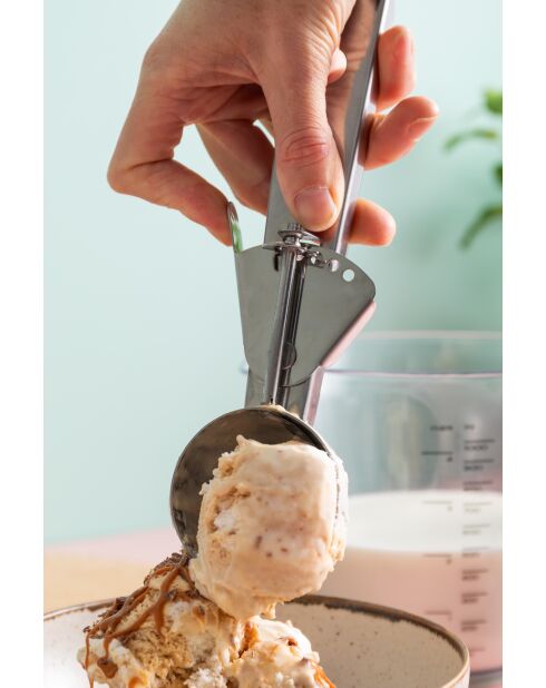 Cuchara de helado de primavera con cuenco extra hondo y palanca plateada de fácil liberación, 21 x 7,5 x 3,5 cm