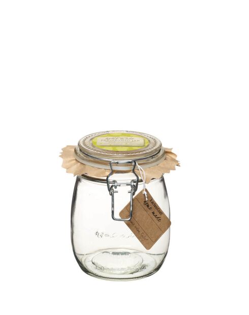 Barattolo per marmellata in vetro fatto in casa con coperchio a clip, trasparente, 750 ml — 10x13x14 cm