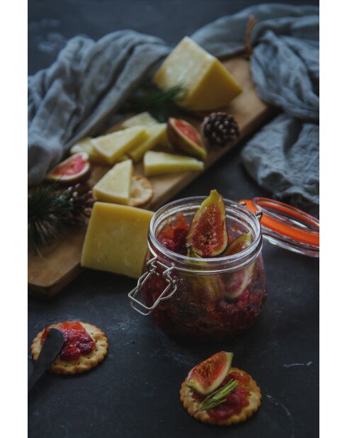 Barattolo per marmellata in vetro fatto in casa con coperchio a clip, trasparente, 750 ml — 10x13x14 cm