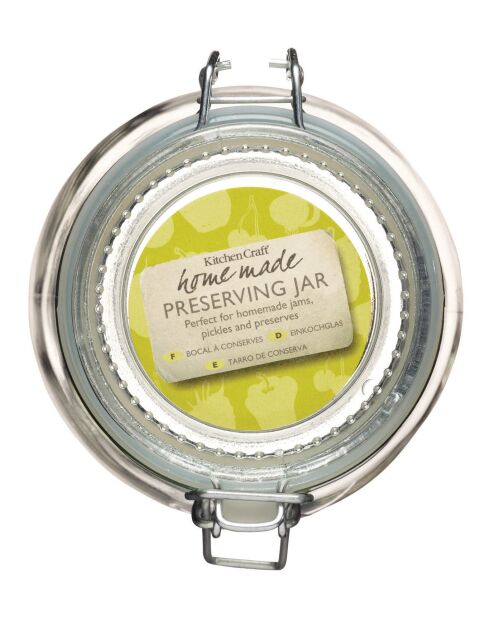 Barattolo per marmellata in vetro fatto in casa con coperchio a clip, trasparente, 750 ml — 10x13x14 cm