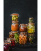 Barattolo per marmellata in vetro fatto in casa con coperchio a clip, trasparente, 750 ml — 10x13x14 cm