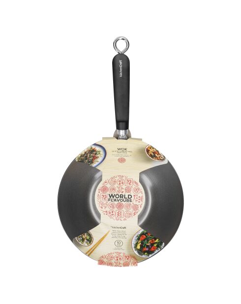Oriental World of Flavours wok met antiaanbaklaag zwart - 45,5x26,5x7 cm