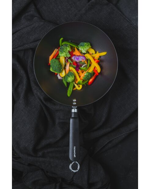 Oriental World of Flavours wok met antiaanbaklaag zwart - 45,5x26,5x7 cm