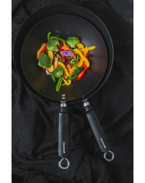 Oriental World of Flavours wok met antiaanbaklaag zwart - 45,5x26,5x7 cm