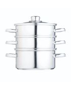 Zilverkleurige stoomboot met drie niveaus - 20,6x18,8x21 cm