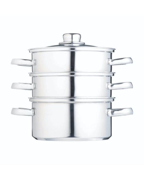 Zilverkleurige stoomboot met drie niveaus - 20,6x18,8x21 cm