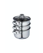 Zilverkleurige stoomboot met drie niveaus - 20,6x18,8x21 cm