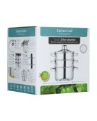 Zilverkleurige stoomboot met drie niveaus - 20,6x18,8x21 cm