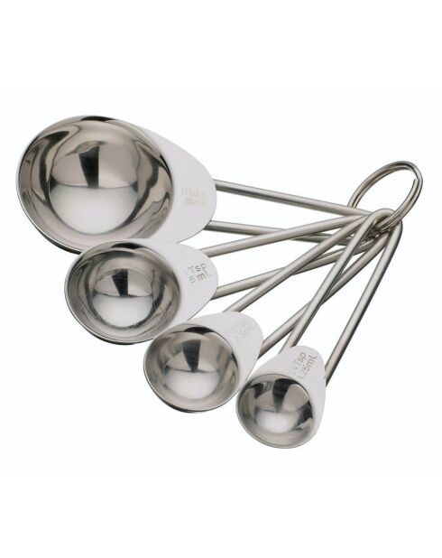 Set van 4 zilveren maatlepels - 12,5x4,5x3,2 cm