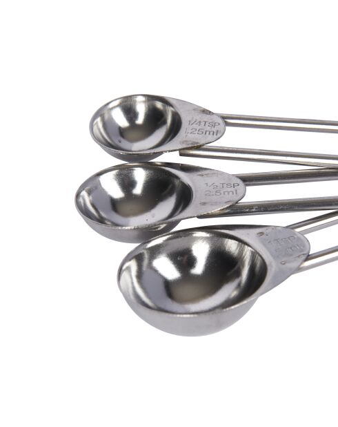 Set van 4 zilveren maatlepels - 12,5x4,5x3,2 cm