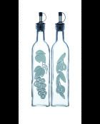 Italiaanse set van 2 glazen flessen voor olie en azijn „World of Flavours”, transparant — 11,5x5,5x30 cm