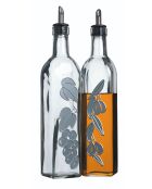 Italiaanse set van 2 glazen flessen voor olie en azijn „World of Flavours”, transparant — 11,5x5,5x30 cm
