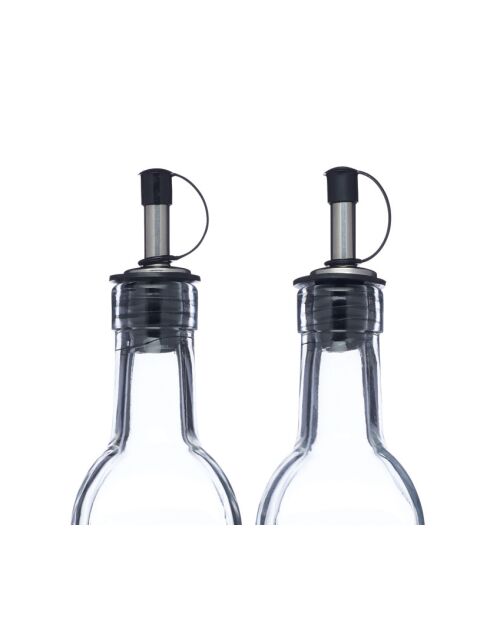 Italiaanse set van 2 glazen flessen voor olie en azijn „World of Flavours”, transparant — 11,5x5,5x30 cm