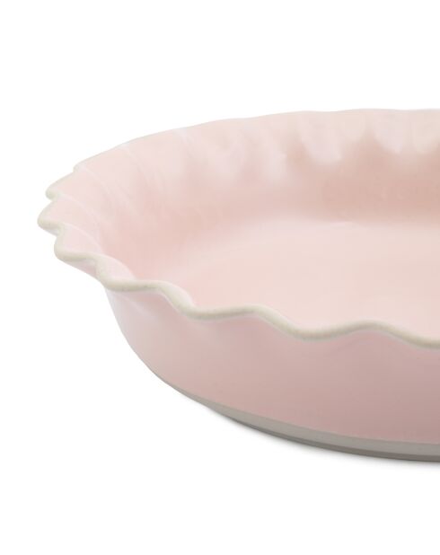 Plat à tarte Big Love Proper, en grès rose - 28x28x6 cm