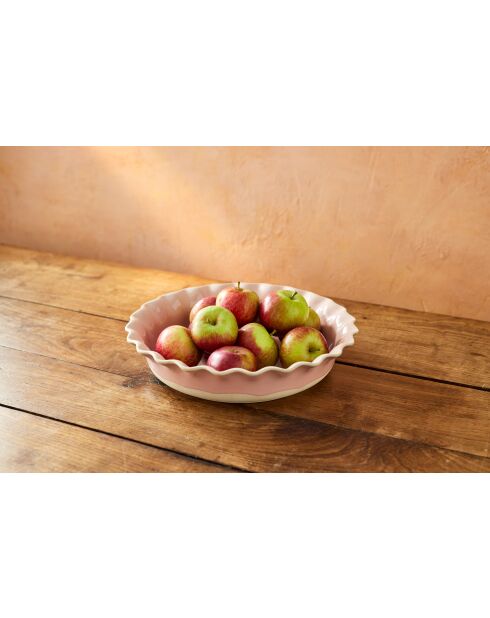 Plat à tarte Big Love Proper, en grès rose - 28x28x6 cm