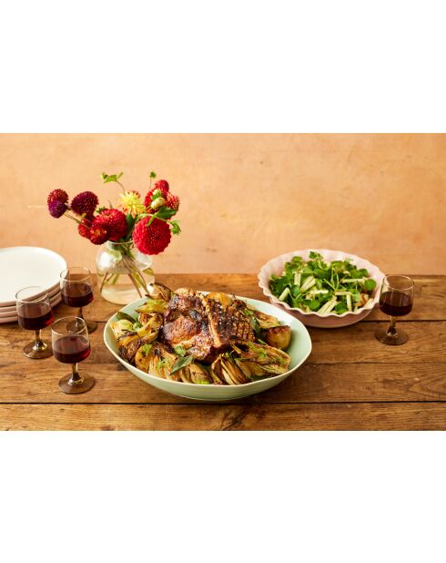 Plat à tarte Big Love Proper, en grès rose - 28x28x6 cm