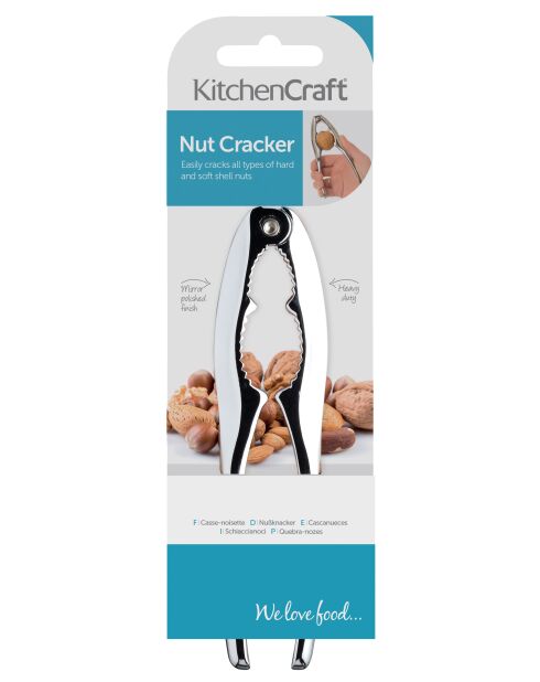 Zilverkleurige notenkraker in chroom - 1,4x 4x15,5 cm