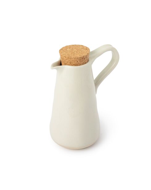 Big Love Delightful Drizzler Ölspender, weiß, gesprenkelt, mit rohem Boden und rundem Deckel aus beigefarbenem Kork, 12,5 x 5,2 x 16,5 cm