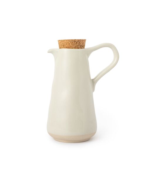 Big Love Delightful Drizzler Ölspender, weiß, gesprenkelt, mit rohem Boden und rundem Deckel aus beigefarbenem Kork, 12,5 x 5,2 x 16,5 cm