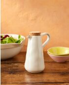 Big Love Delightful Drizzler Ölspender, weiß, gesprenkelt, mit rohem Boden und rundem Deckel aus beigefarbenem Kork, 12,5 x 5,2 x 16,5 cm