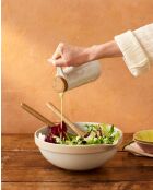 Big Love Delightful Drizzler Ölspender, weiß, gesprenkelt, mit rohem Boden und rundem Deckel aus beigefarbenem Kork, 12,5 x 5,2 x 16,5 cm