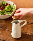 Big Love Delightful Drizzler Ölspender, weiß, gesprenkelt, mit rohem Boden und rundem Deckel aus beigefarbenem Kork, 12,5 x 5,2 x 16,5 cm