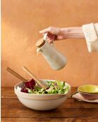 Big Love Delightful Drizzler Ölspender, weiß, gesprenkelt, mit rohem Boden und rundem Deckel aus beigefarbenem Kork, 12,5 x 5,2 x 16,5 cm