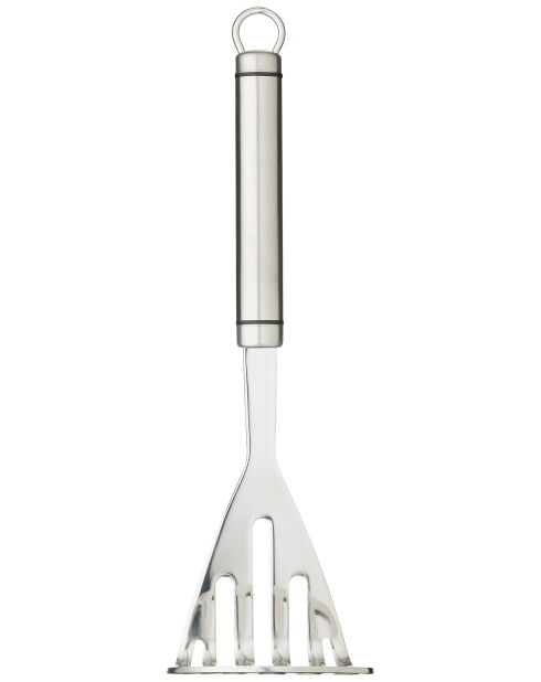 Professionele ovale aardappelstamper in zilverkleurig roestvrij staal - 7,5x7,8x26 cm