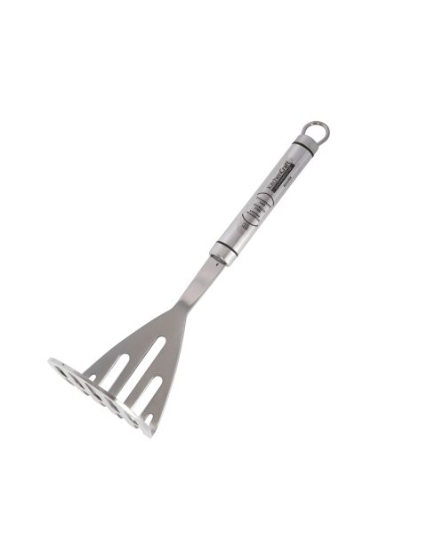 Professionele ovale aardappelstamper in zilverkleurig roestvrij staal - 7,5x7,8x26 cm