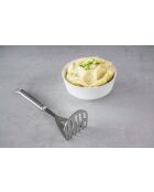 Professionele ovale aardappelstamper in zilverkleurig roestvrij staal - 7,5x7,8x26 cm