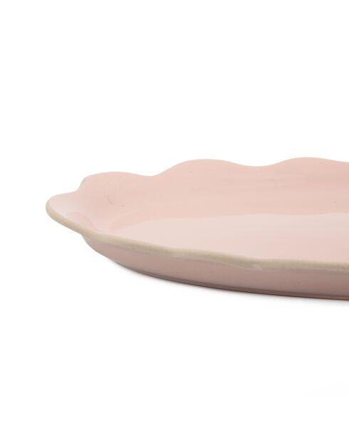 Plat à partager Big love en grès rose - 35x20x2 cm