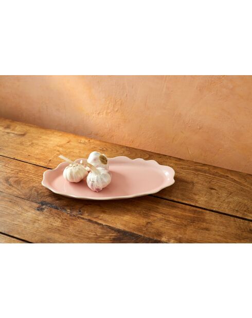 Plat à partager Big love en grès rose - 35x20x2 cm