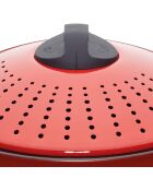 Olla para pasta World of Flavors de acero al carbono de 4 litros, roja - 25,5 x 32,5 x 16 cm