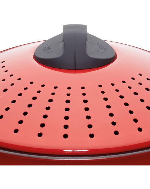 Olla para pasta World of Flavors de acero al carbono de 4 litros, roja - 25,5 x 32,5 x 16 cm